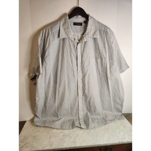 Roundtree & Yorke Adult Short Sleeve Cotton White Blue Button Down Shirt 3XB Big